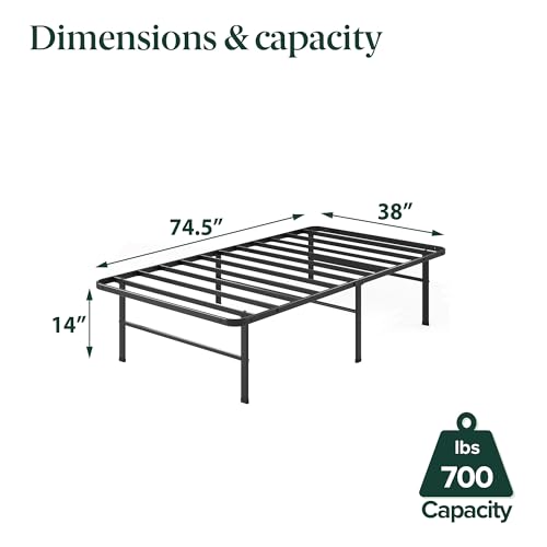 ZINUS RUMI 14" TWIN METAL BED FRAME, QUICK ASSEMBLY, ZU-FSSSB6ZC-14T - BLACK - Like New