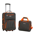 ROCKLAND FASHION EXPANDABLE SOFTSIDE UPRIGHT LUGGAGE SET 2-PIECE - CHARCOAL - Brand New