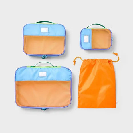 CAT & JACK KIDS' 4PC PACKING CUBE SET - RAINBOW - Like New