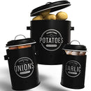 LOFTASTIC Potato and onion storage bins, 3 pack - Black - Brand New