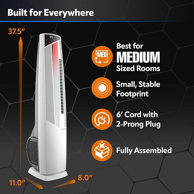 Lasko All Season High Velocity Hybrid Tower Fan Space Heater FHV820 White - Like New