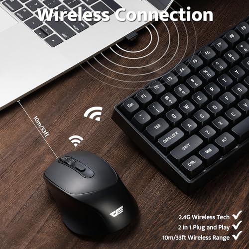 DARKFLASH WIRELESS MECHANICAL KEYBOARD MOUSE FOR OFFICE 106 KEYS GK104 - BLACK - Like New