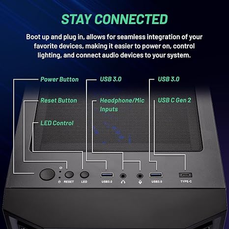 Skytech Gaming Shadow PC Desktop Ryzen 7 5700X 16GB 1TB SSD RTX 4060 - Black - Like New