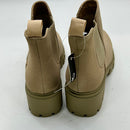 MEMON WOMEN'S CHELSEA BOOTS CASUAL CHUNKY HEEL SLIP ON ELASTIC - 8.5 - KHAKI - Brand New