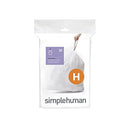 SIMPLEHUMAN CODE H CUSTOM FIT DRAWSTRING TRASH BAGS, 20 COUNT - WHITE - Brand New