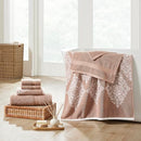 Modern Threads 6-Piece 100% Cotton Damask Medallion Towel Set, Taupe - Brand New