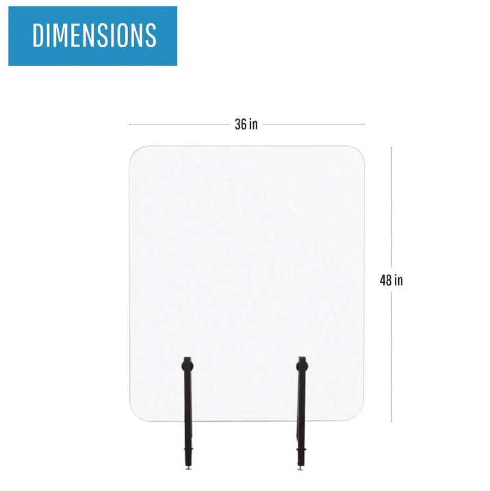 MASTERVISION PROTECTOR SERIES FRAMELESS GLASS DESKTOP DIVIDER 47.2 X 0.16 X 35.4 - Brand New
