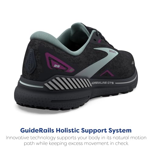 BROOKS WOMEN’S ADRENALINE GTS 23 RUNNING SHOE - BLACK/LIGHT BLUE/PURPLE - SIZE 8 - Like New