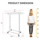 FISHAT SILVER HEAVY DUTY DOUBLE ROD GARMENT RACK HANGING CLOTHES, CHROME - Like New