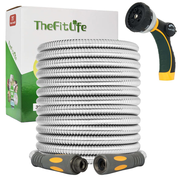 TheFitLife Flexible Metal Garden Hose - 75 FT Lightweight, Stainless Steel - Like New