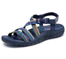 41113 Skechers Women's Reggae Sew Me Boho Woven Strappy Slingback, 7, Navy Multi - Like New