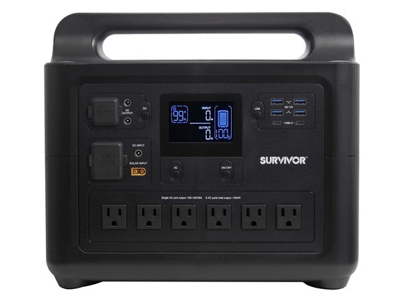 Survivor 1228Wh/1000W Portable Power Station GP-183-BLK - Black Like New