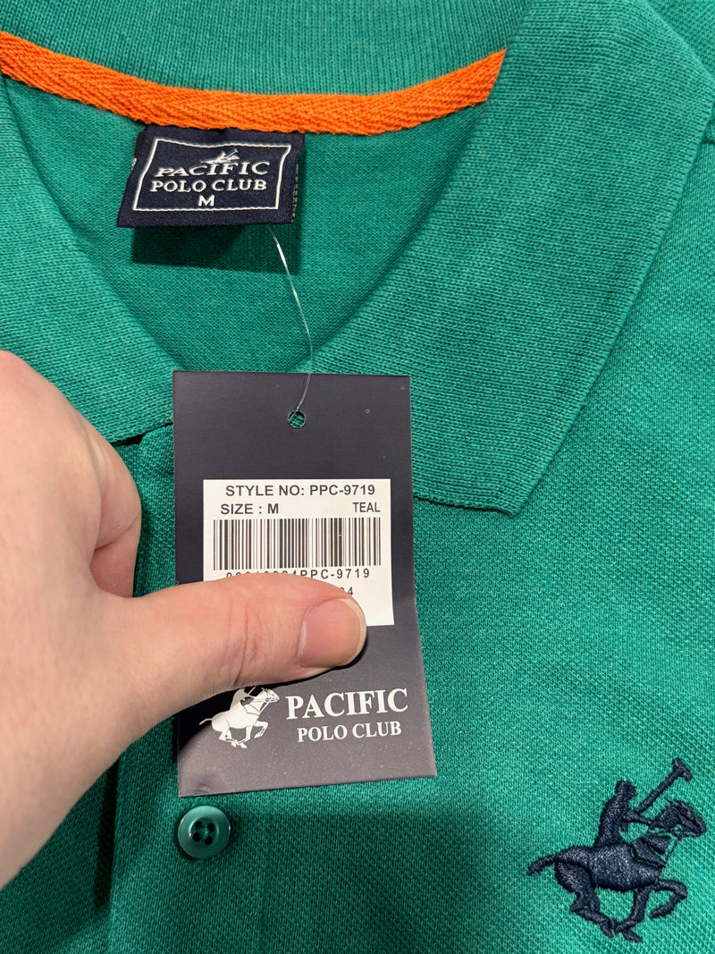 PACIFIC POLO CLUB MEN'S POLO SHIRT - SIZE: MEN M - TEAL - Brand New