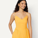 Amazon Essentials Women's Dress Cotton Fit & Flare Thin //Golden Yellow S - Brand New