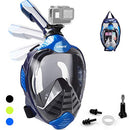 ZIPOUTE SNORKEL MASK FULL FACE, FOLDABLE FULL FACE, CAMERA MOUNT, BLUE S/M - Like New