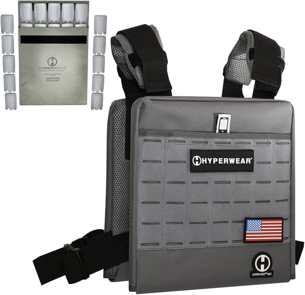 HYPERWEAR TAC HYPER VEST, ADJUSTABLE 20LB WEIGHT VEST - GRAY - Like New