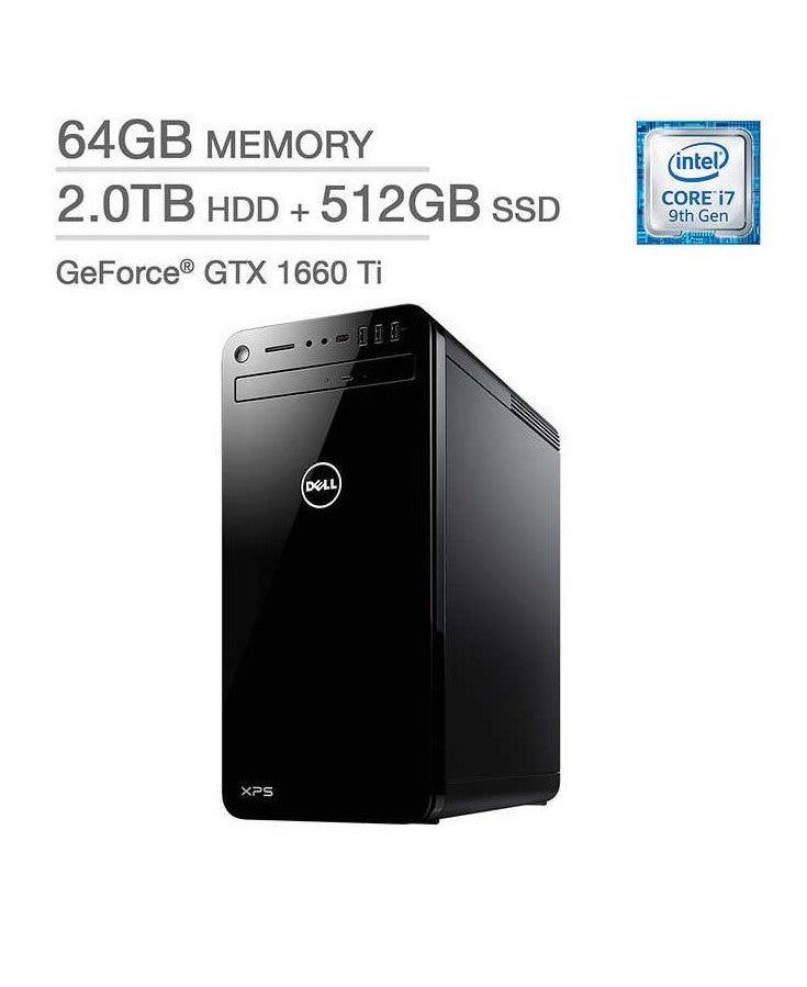 DELL XPS 8930 DESKTOP i7-9700 64 2TB HDD 512GB SSD GTX 1660Ti WIN 10 HOME - Like New