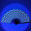 HARIUMIU BAMBOO HAND FAN COLORFUL HOLOGRAPHIC RAVE FAN FOLDING FAN - G - Like New