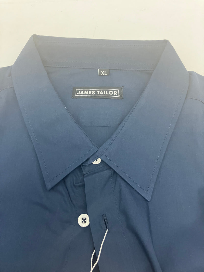 JAMES TAILOR DRESS SHIRT - SIZE: EXTRA LARGE - NAVY - JMLS-350NV - Brand New