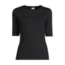 LANDS' END WOMEN ELBOW SLEEVE RELAXED UPF 50 RASH GUARD - SIZE M - BLACK - Brand New