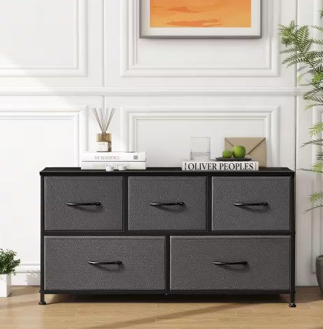 WONDER COMFORT MODERN GRAY 5 DRAWER 11.8 IN. WIDE CHEST OF - Scratch & Dent