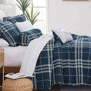 SOUTHSHORE OVERSIZED 6 PIECE QUEEN SIZE DUVET SET SOFT VILANO PLAID BLUE - Brand New