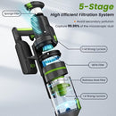 DevoacTech Cordless Vacuum Powerful 33KPa 8in1 265W Brushless Motor M100 - Green - Like New