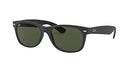 RB2132 RAY-BAN NEW WAYFARER SQUARE 52-18 RUBBER BLACK ON BLACK/GREEN LENSES - Like New