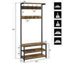 Yaheetech 3-in-1 Design Hall Tree Coat Rack Shoe Bench 23 Hooks - Rustic Brown - Brand New