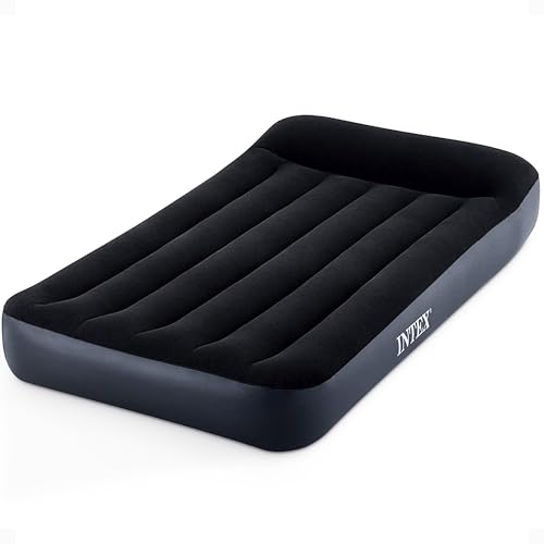 INTEX DURA-BEAM STANDARD INFLATABLE 10" TWIN SIZE MATRESS BUILT PUMP NAVY - Like New