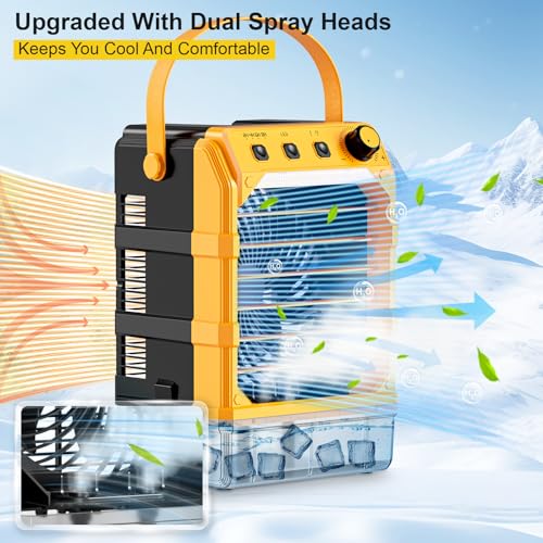 TAIRDA PORTABLE MISTING FAN COMPATIBLE FOR DEWALT 20V 60V (NO BATTERY) - YELLOW - Like New