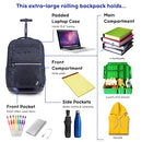 J WORLD NEW YORK SUNDANCE ROLLING BACKPACK GIRL BOY ROLLER BOOKBAG RBS-20 BLACK - Brand New