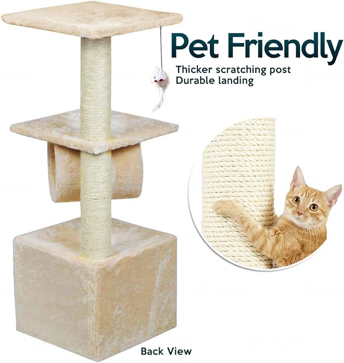 Zone Tech Pet Cat Tower Tree Safe Beige 36" x 13.3" Cat Tree Tower - BEIGE Like New