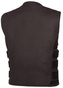 TEAM43002CMJ True Element Mens SWAT Team Style Leather Motorcycle Vest - Black - Brand New