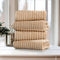 BIBB HOME 4 PACK RIBBED EGYPTIAN COTTON BATH TOWEL SET - LINEN - Like New