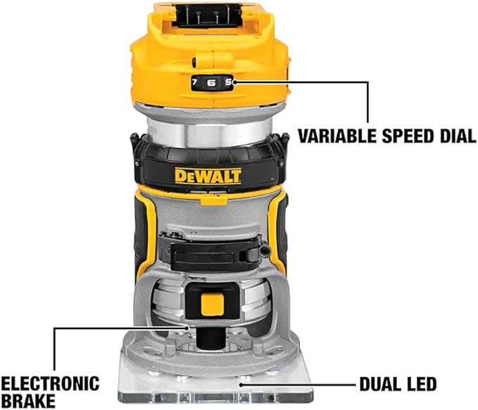 DEWALT 20V Max XR Cordless Router Brushless Tool Only DCW600B - Yellow/Gray - Like New