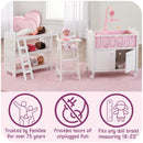 Badger Basket Wooden Toy Doll Bed with Storage, Chevrpnp, 17291 - Pink/Chevron - Like New