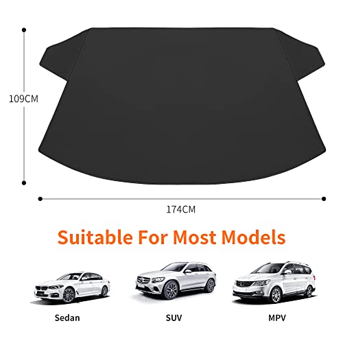 TAPHA EXTRA LARGE 68.5" X 43" WINDSHIELD SNOW COVER FOR ICE & SLEET - BLACK - Brand New