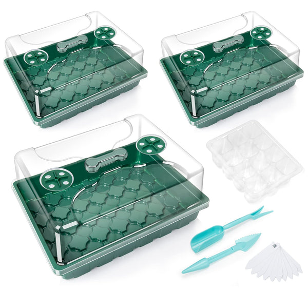 MIXC 3-set 144 Cells Seed Starter Trays Humidity Dome Base Plant Germination - Like New