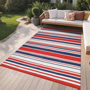 GarveeHome Outdoor Rug Mat for Patio, 8x10 Plastic Straw Rug, Modern Striped - Brand New
