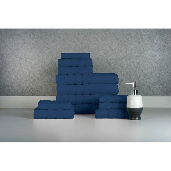 BIBB HOME 12 PIECE EGYPTIAN COTTON TOWEL SET - DEEP BLUE - Brand New
