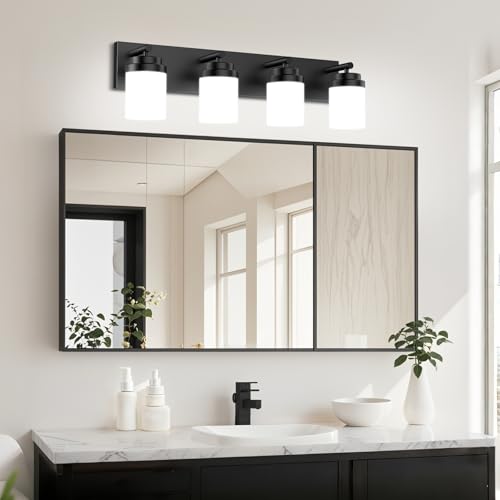 LKHF 4-LIGHT BATHROOM LIGHT FIXTURES, 27" - BLACK - Brand New