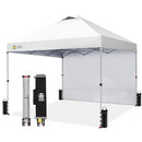 CROWN SHADES 10x10 Pop Up Canopy with 1 Side Wall, Beach Canopy Tent, White - Brand New