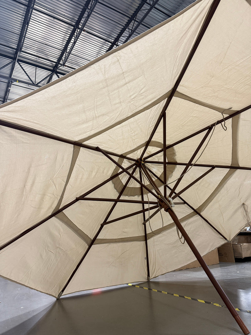CALIFORNIA UMBRELLA 10FT MARENTI WOODEN SUNBRELLA PATIO - ANTIQUE BEIGE - Like New