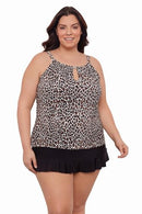 AQUA GREEN WOMEN KEYHOLE HIGH NECK TANKINI TOP SIZE S - SEEING SPOTS - Brand New