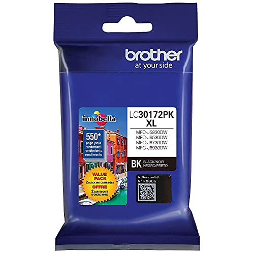 BROTHER PRINTER LC30172PK HIGH YIELD XL BLACK INK CARTRIDGE-2 PACK - BLACK - Brand New