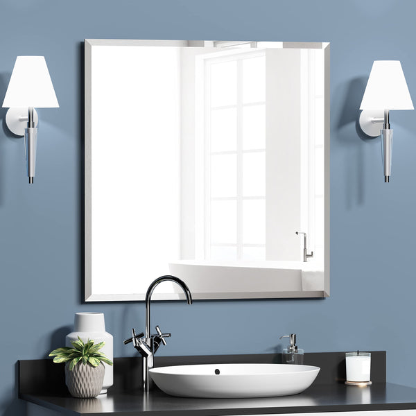 KOHROS SQUARE BEVELED POLISHED FRAMELESS WALL MIRROR FOR BATHROOM, 23.6"X23.6" - Like New