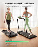 UREVO SMART 2-IN-1 FOLDING TREADMILL, URTM030, YELLOW - Like New