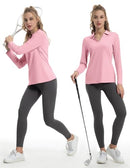 FKEEP WOMEN'S TENNIS GOLF SHIRT LONG SLEEVED V-NECK ATHLETIC - LIGHT PINK - S - Brand New