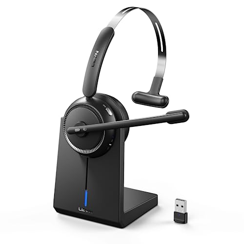 LEVN Wireless Headset 5.2 for Call Center, Bluetooth Headphones with Mic - Black - Like New